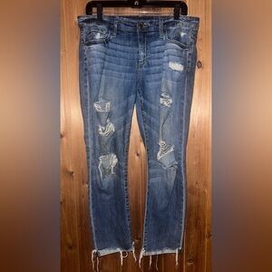 Joe’s Jeans Distressed Blue Boyfriend Slim Cropped Jeans Size W 28